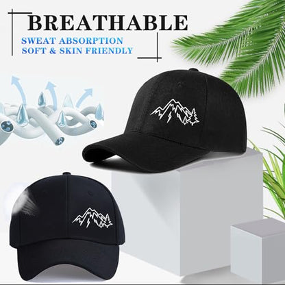 Baseball Cap Snapback Hats for Men Black Baseball Hat Cotton Trucker Dad Hat for Men - color: Mountain Tree