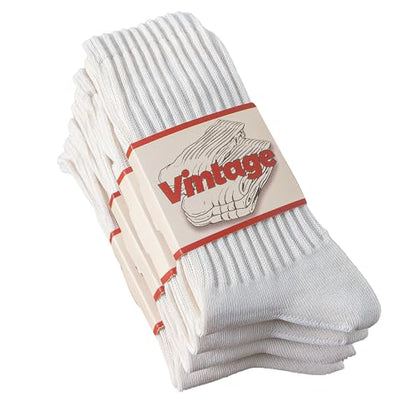 DAUCO 4 Pairs 98% Cotton Socks for Men Women Crew Seamless Fall Slouchy Socks - color: 4 Pairs - White1, size: 5-10