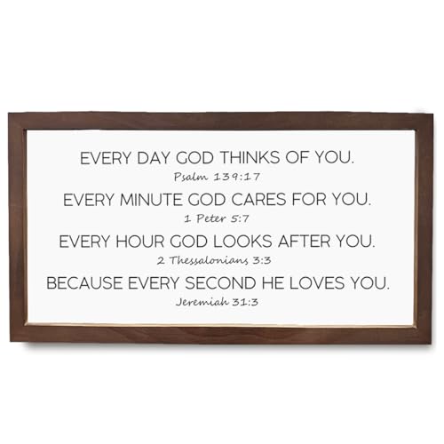 Christian Decor, Christmas Home Decor (God Thinks of You), Religious Art Wall Decoration, Bible Verse Wall Art, Christian Gift for Family or Friends, Wood Framed Sign - color: psalm 139:17