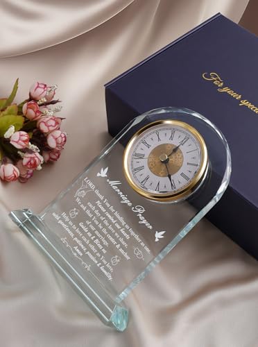 Wedding Gifts for Couples 2026, Unique Marriage Prayer Glass Desk Clock - color: Marriage Prayer