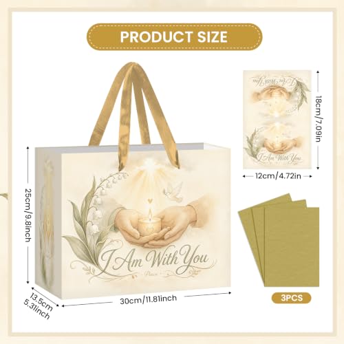 Hkshaoda Sympathy Gift Bag I Am With You Peace Memorial Gift Bags Wrapping Paper And Card Religious Condolences Theme Party Favors Bag Decorations Supplies For Men Women Boys Girls