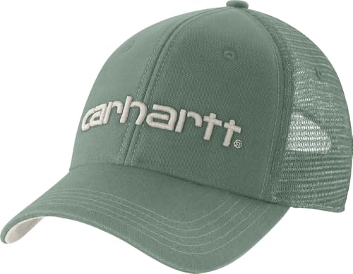 Carhartt Men's Canvas Mesh-Back Logo Graphic Cap - color: Green Slate/Malt