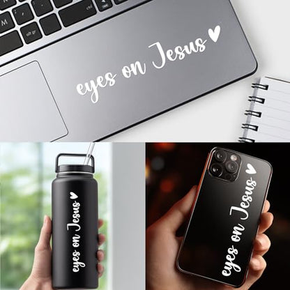 Eyes on Jesus Christian Car Sticker for Women - color: Eyes on Jesus (White)