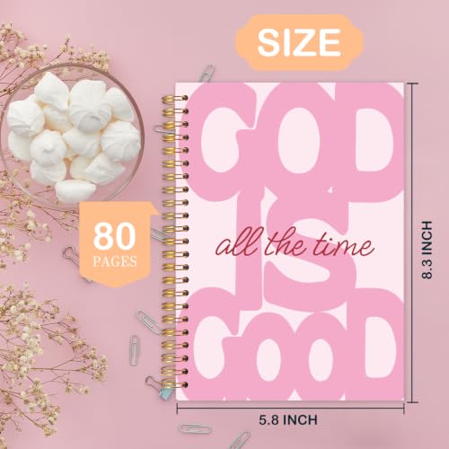 Preppy Pink Christian Spiral Notebook for Women 5.5x8.3 Inch - color: Foundation Pink Christianity