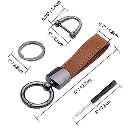 Wisdompro Genuine Leather Car Keychain, Universal Key Fob Keychain - color: Brown