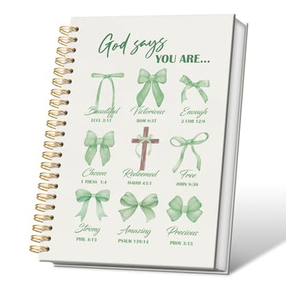 VONTP Bible Green Bow Christian Notebook Journal for Women, 5.5 x 8.3 Inch - color: 001-Green