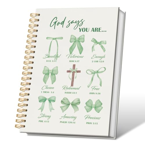 VONTP Bible Green Bow Christian Notebook Journal for Women, 5.5 x 8.3 Inch - color: 001-Green
