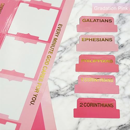 Vorscrin-Laminated Bible Tabs for Women and Men, Gold Foil Lettering Design, Reposition and Large Print Stickers, Bible Study Supplies, 90 Chapters Labels for Easy Navigation(Pink) - color: Pink