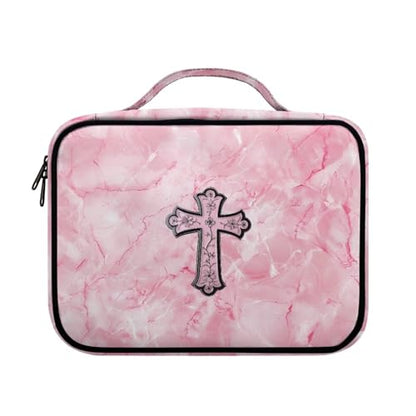 Bible Cover Church Carrying Book Case Polyester Bible Protective with Pen Slots and Zippered Pocket Customizable - color: Metal Cross