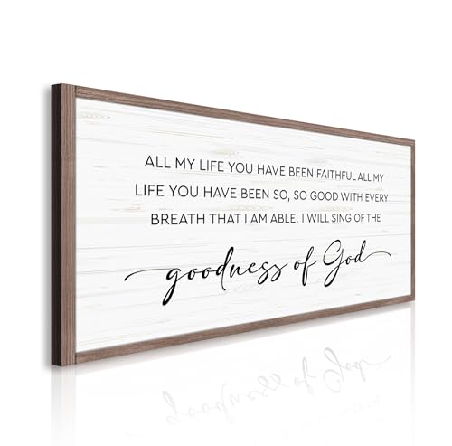 TAILORED CANVASES Goodness of God Faith Wall Art, Inspirational Scripture Canvas Print with Christian Quotes, Large Wall Art for Living Room, Bedroom, or Church Decor 60x30 - size: 60"L x 30"W