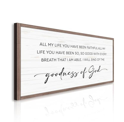 TAILORED CANVASES Goodness of God Faith Wall Art, Inspirational Scripture Canvas Print with Christian Quotes, Large Wall Art for Living Room, Bedroom, or Church Decor 18x36 - size: 36"L x 18"W