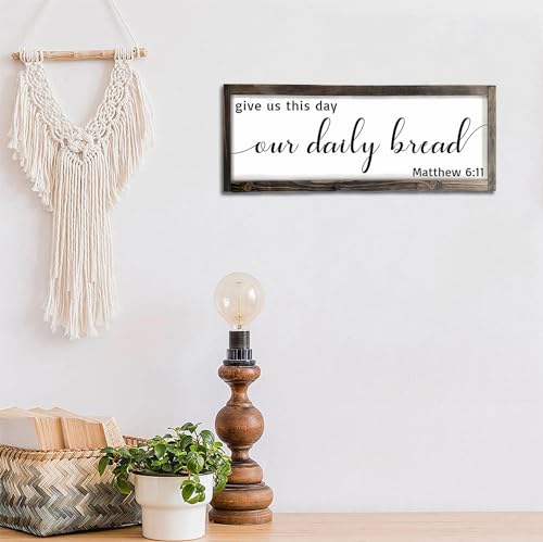 Dazingart Farmhouse Dining Room Wall Decor, Give Us This Day Our Daily Bread, Rustic Wooden Prayer Sign Ktchen Wall Sign Decor, God Scripture Wall Hanging Art, Bible Verse Quotes Plaque (Matthew)