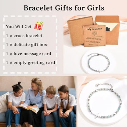 Religious Cross Bracelet for Women Girls, Christian Gifts - color: First Communion