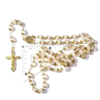 Rosary Beads Chaplet Natural Jade Rosery Cross Catholic gifts