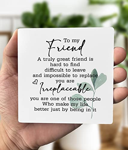 True Friendship Wood Plaque with Stand, A Great Friend is Hard to Find and Replace, Gifts for Women, Men, Friends - color: Friend01