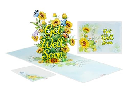 Sunflowers Get Well Soon Cards Pop Up, 3D Encouragement Get Better Soon Card, Colorful Thinking of you 3D for Speedy Surgery Recovery, Feel Better Soon, Kids, Friends (Sunflowers Get Well) - color: Sunflowers Get Well Soon