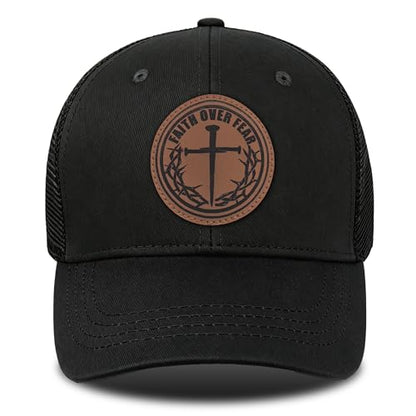 Christian Hats for Men & WomenJesus Cross HatChristianReligious GiftsforVarious Festivals&BirthdaysFaith Baseball/Trucker Cap - color: Black Round Three Nails