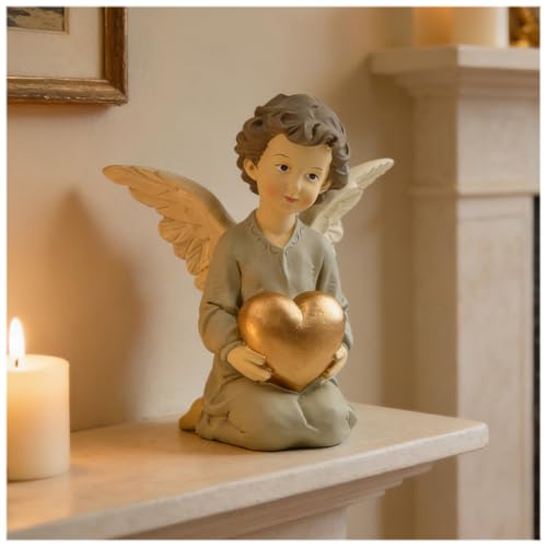 Kneeling Angel Girl Figurine With Heart, 5.12 Inch Resin Guardian Angel - style: 5.12'' Angel w heart on base