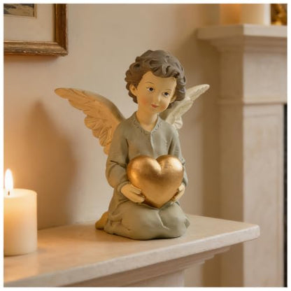Kneeling Angel Girl Figurine With Heart, 5.12 Inch Resin Guardian Angel - style: 5.12'' Angel w heart on base