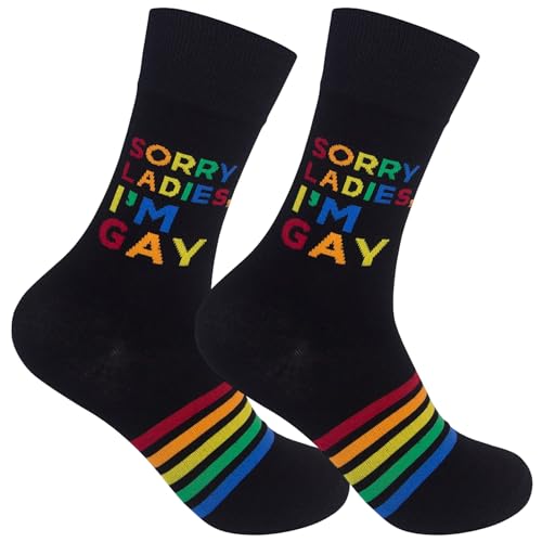 FUNATIC Socks with Funny and Profane Sayings, Sarcastic Gift for Men Women - color: Sorry Ladies, I’m Gay
