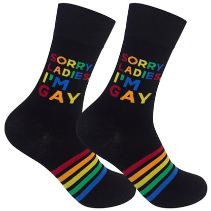 FUNATIC Socks with Funny and Profane Sayings, Sarcastic Gift for Men Women - color: Sorry Ladies, I’m Gay