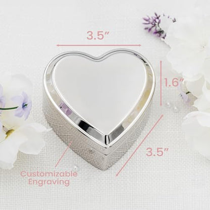 Cherished Moments Personalized Baptism Jewelry Box, Heart Keepsake - color: Silver-Baptism