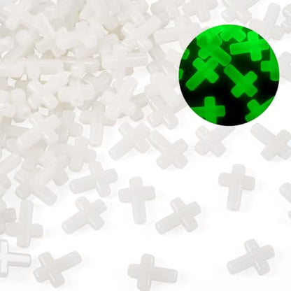 100Pcs Glow in the Dark Acrylic Cross Beads Crucifix Focal Beads White Cross Charms for Easter Pens Keychain Crafts DIY Jesus Bracelet Rosary Jewelry Making Supplies 16x12mm - color: Luminous Mint Cream