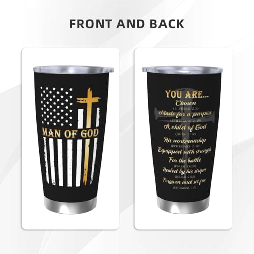 Man of God 20oz Tumbler, Religious Gift for Men - color: Black-Man of God