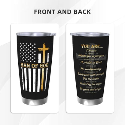 Man of God 20oz Tumbler, Religious Gift for Men - color: Black-Man of God