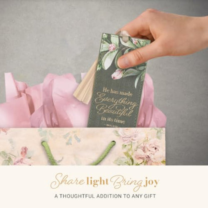 Christian Art Gifts Faux Leather Bookmark for Women: Everything Beautiful - color: Forest Green/Everything Beautiful