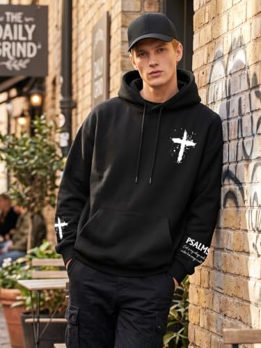 Tewmeu Christian Hoodies for Men Christian Jersey Bible Verse Sweatshirt - color: Black-b, size: Medium
