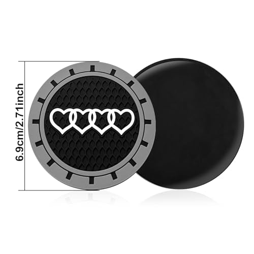 2.75in 2Pack - Love Heart Car Cup Holder Coaster for Audi A3 A4 A6 A8 Q2 Q3 Q5 Q7 Q8 S3 S5 S6 RS3 RS4 RS7 R8 TT Recessed Anti Slip Silicone Cupholder Coaster Interior Accessories - color: S/W