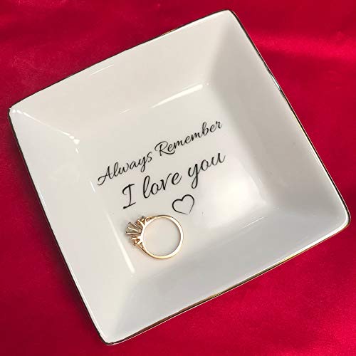 Simply Charmed Jewelry Dish or Trinket Dish - White, Ceramic, Always Remember I Love You, Jewelry Holder for Women, Mother's Day or Valentine's Day Gift - style: Always Remember…