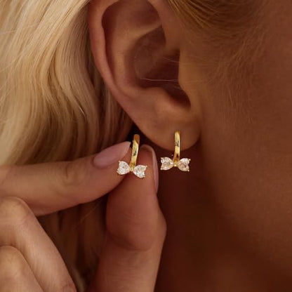 Dangle Earrings for Women, Dainty Huggie Hoop Dangle Earrings - color: Bow 01 Dangle Gold