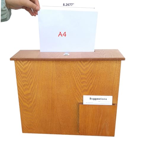 FixtureDisplays® Wood Ballot Box, Collection Donation Charity Suggestion Fund-Raising Box Medium Oak MDF 27270-FBA