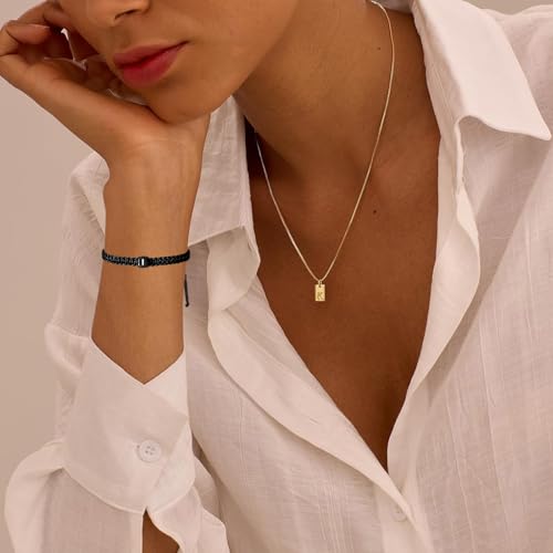 Handmade Letter Initial Bracelets A M K for Women Men Teens Cross Bracelet Black Rope Braided Jewelry Jesus Christian Bracelets Gift - color: I