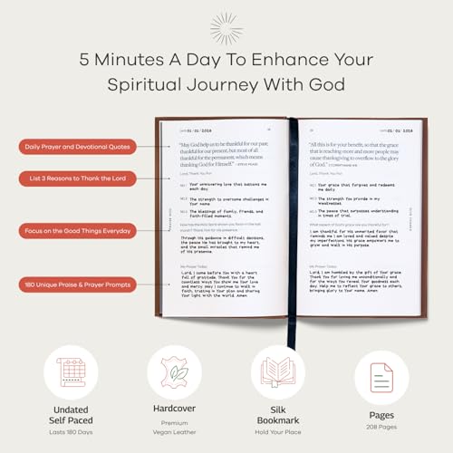 Christian Devotional Journal - God, Goodness & Gratitude - 2026 Faith-Based Gratitude and Prayer Journal for Daily Prayers, Bible Study, and Spiritual Growth - Light Brown Leather Hardcover - color: Light Brown