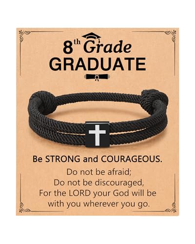 UNGENT THEM Cross Bracelet for Teen Boys Men, Christian Gifts with Card - style: 8th Grade Graduation