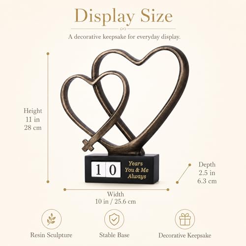 for Couples, Cross Heart Statue with Year Blocks