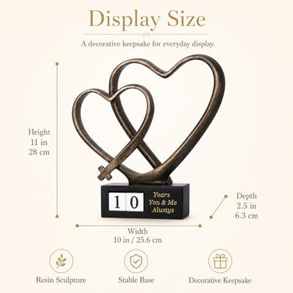 for Couples, Cross Heart Statue with Year Blocks