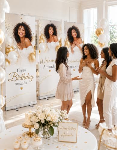 Custom Retractable Banner Stand - Ready in 1 Day - Personalized 33" x 81" Roll Up Banner, Full Color Pop Up Display Sign with Travel Bag & Stand for Important Events, Trade Shows & Photo Booths