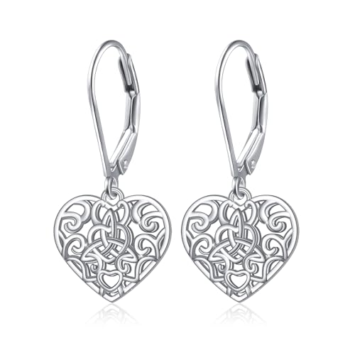 S925 Sterling Silver Heart Dangle Drop Earrings for Women Jewelry Gift - style: Heart Celtic Knot 2