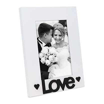 Isaac Jacobs 4x6 White Wood Sentiments “Love Picture Frame - color: White, size: 4x6
