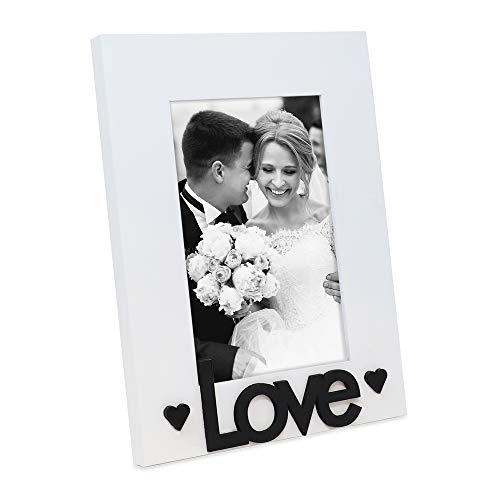 Isaac Jacobs 4x6 White Wood Sentiments “Love Picture Frame - color: White, size: 4x6