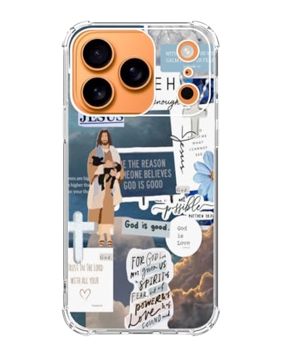 Blue Christian Aesthetic Phone Case Compatible with iPhone 17 Pro, Jesus Lamb God Phone Cover for iPhone 17 Pro - color: Blue Christian