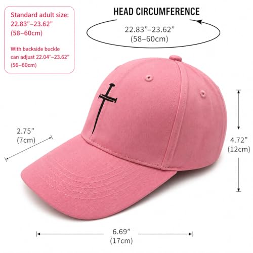 Three Nails Cross Christian Hats, Embroidered Baseball Caps for Adults - color: Pink Black
