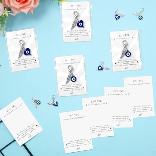 Kenning 12 Set Pocket Hugs Evil Eye Keychain Gifts Bulk, Evil Eye Party Favor Greece Souvenirs Charm Gift Good Luck Turkish Amulet with Lucky Cards for Employee Worker, Women - style: Evil Eye