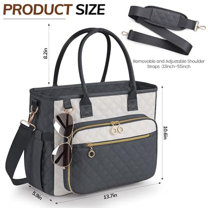 Large Bible Bag with Bible Cover Case for Women,Color-Blocking Quilted Church Tote Bag with Shoulder Strap, Christian Gifts for Women(Gray) - color: Beige/Gray