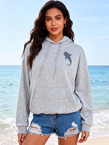 Whale Shark Hoodie Christian Hoodies for Women Men Shark Sweatshirt - color: Grey, size: 3X-Large