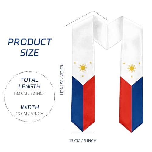 International Graduate Satin Sash Stole with National Flag Design - color: Philippines Flag